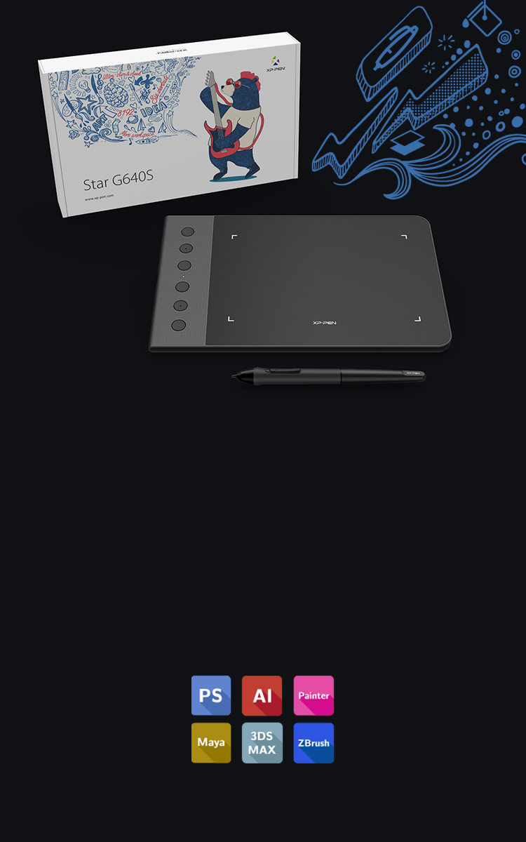 XP-Pen Star G640S drawing tablet without screen Compatible with Windows and Mac OS